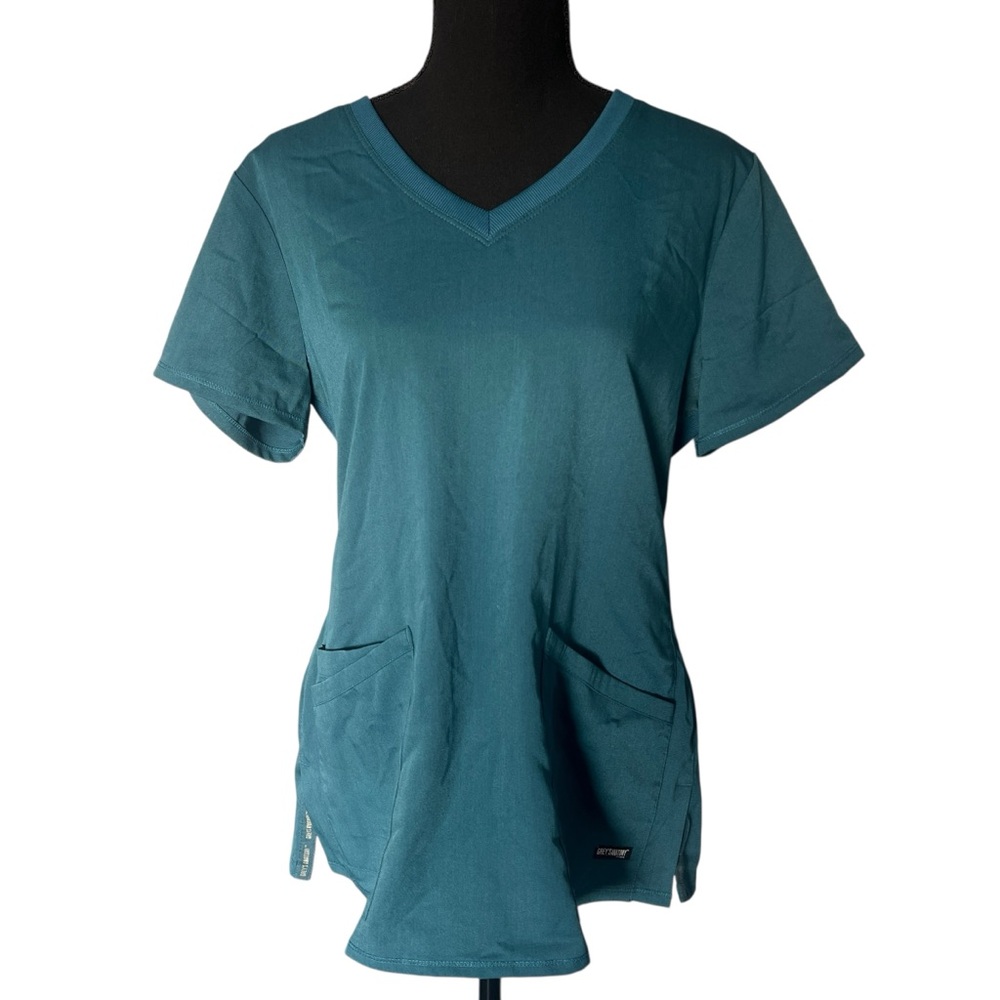 Greys Anatomy Blue Scrubs Top Spandex Stretch Size M NEW!